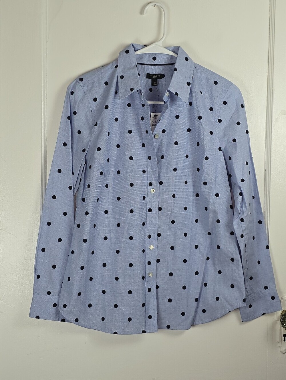 Talbots Blue Polka Dot Blouse NEW SP